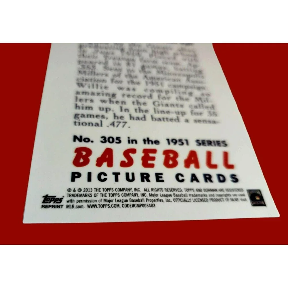 2013 Bowman WILLIE MAYS BLUE SAPPHIRE REFRACTOR ROOKIE REPRINT Baseball Card 305